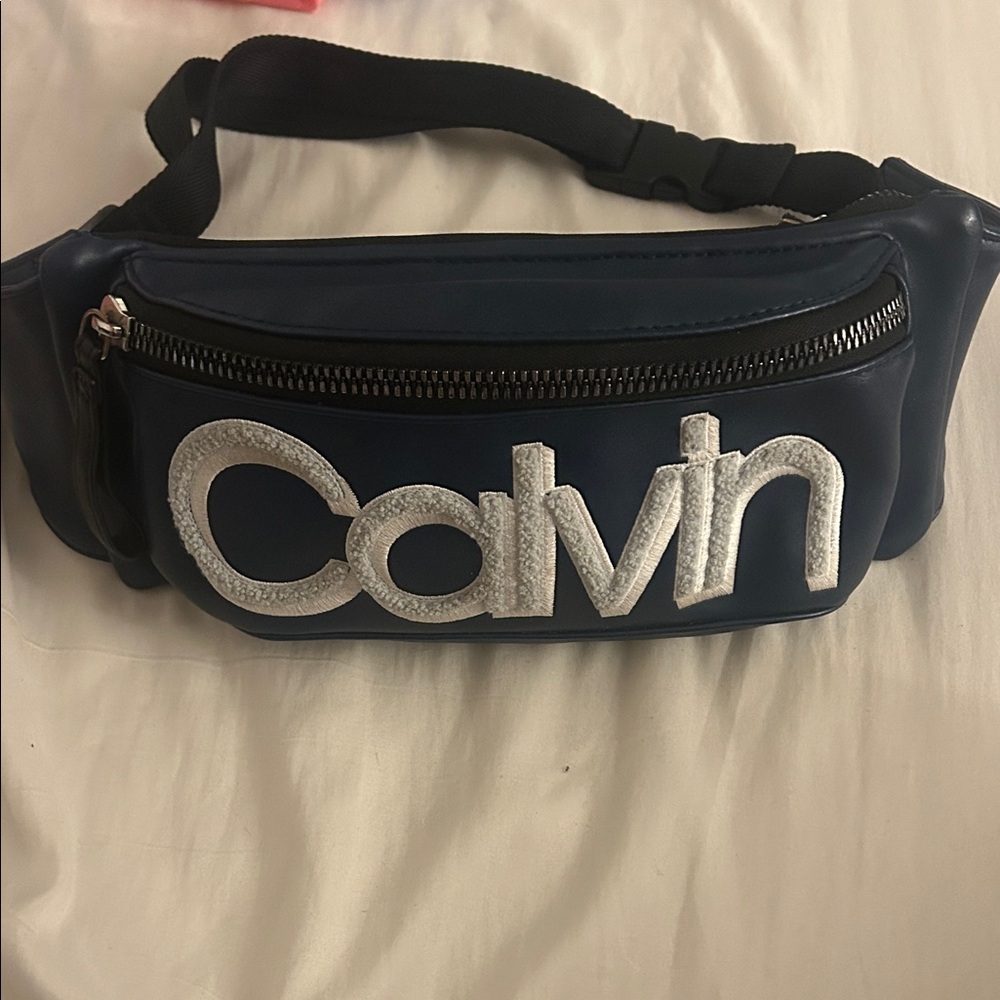 Calvin Klein Dark Blue Belt Bag with Silver Logo
